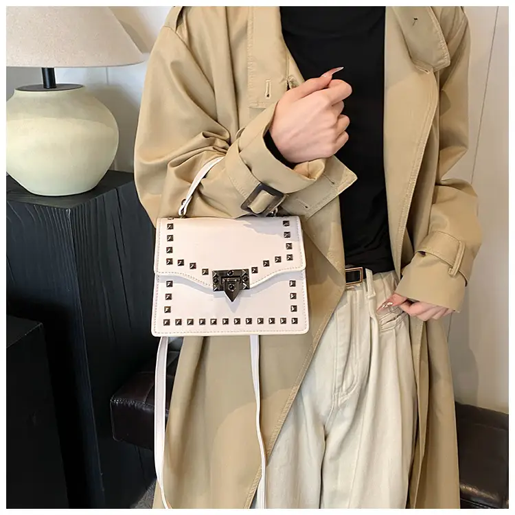 Korean Style Rivet Shoulder Bag Brown 2024 — feature 19