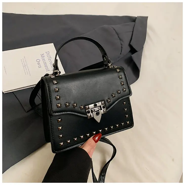Korean Style Rivet Shoulder Bag Brown 2024 — feature 23