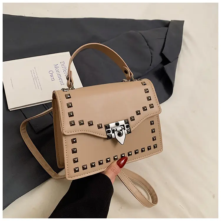 Korean Style Rivet Shoulder Bag Brown 2024 — feature 24