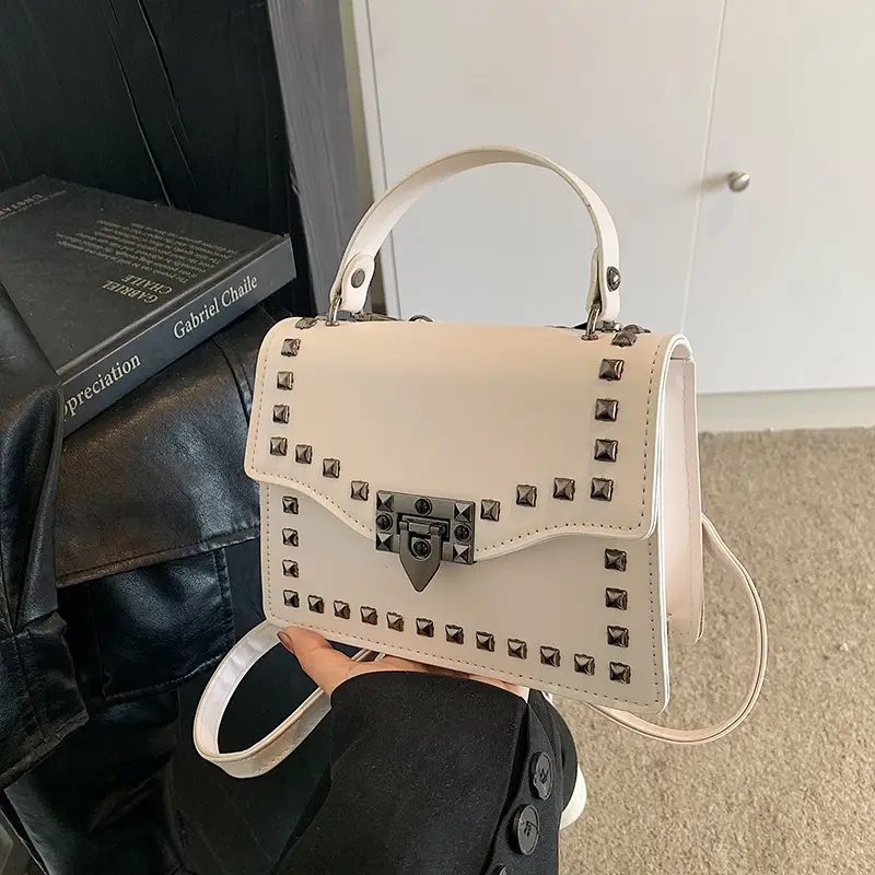 Korean Style Rivet Shoulder Bag Brown 2024 - Image 4