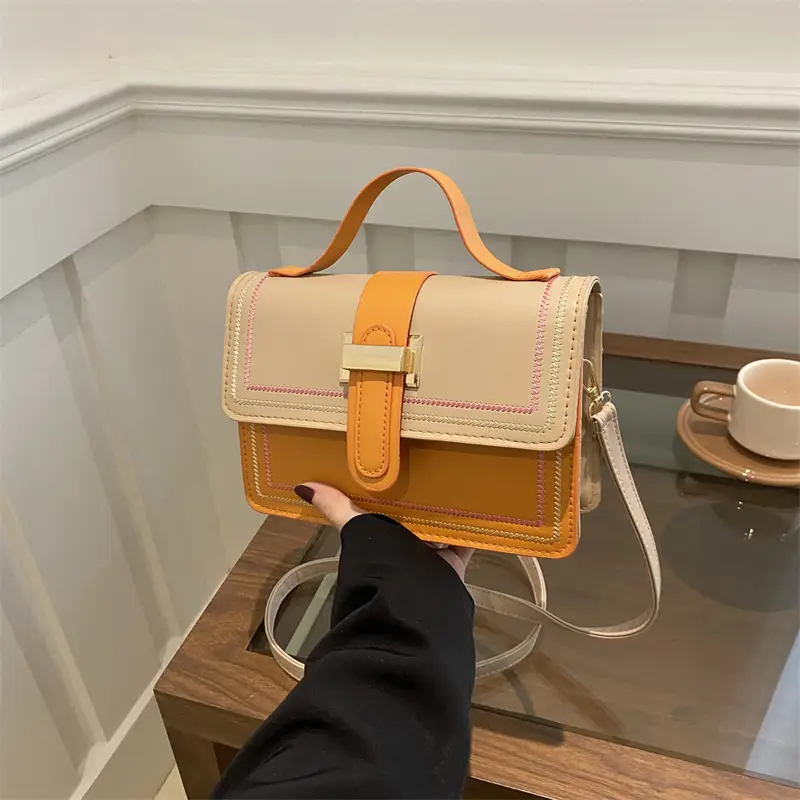 Women's Yellow Black Square Shoulder Crossbody Bag