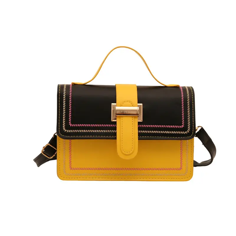 Women's Yellow Black Square Shoulder Crossbody Bag