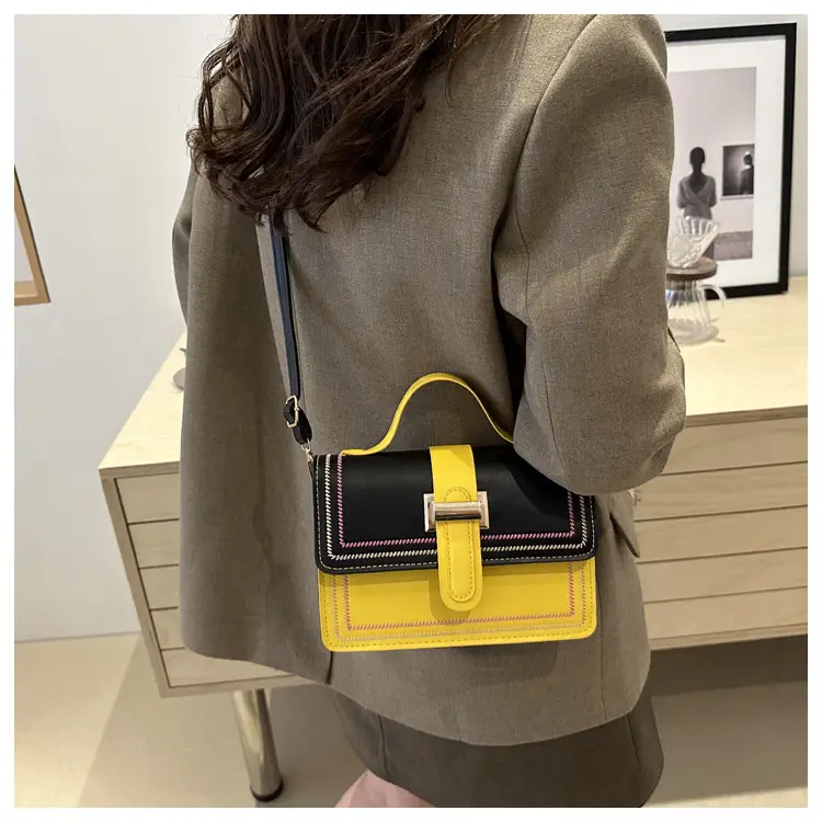 Women's Yellow Black Square Shoulder Crossbody Bag — feature 18