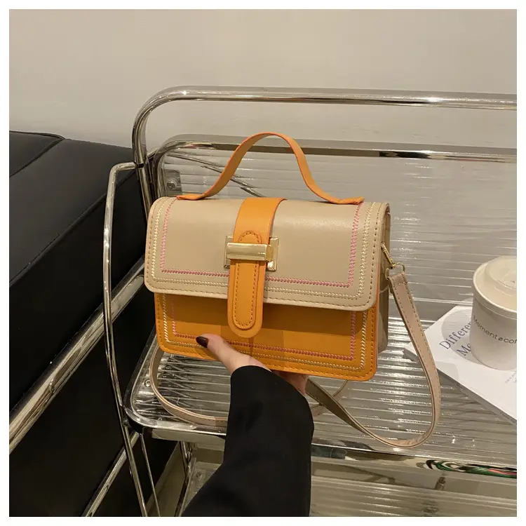 Women's Yellow Black Square Shoulder Crossbody Bag — feature 23