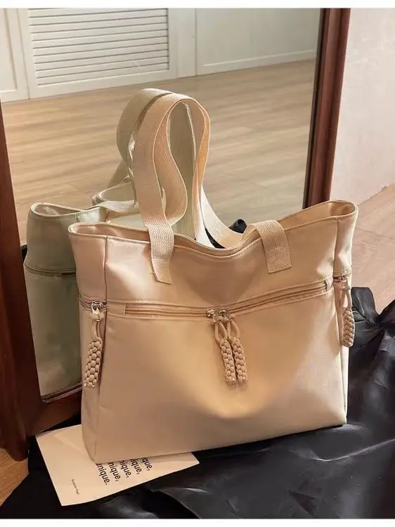 Women's Casual Nylon Shoulder Tote Bag Beige 2024 - Image 7