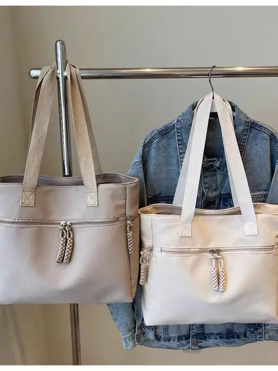 Women's Casual Nylon Shoulder Tote Bag Beige 2024 - Image 8