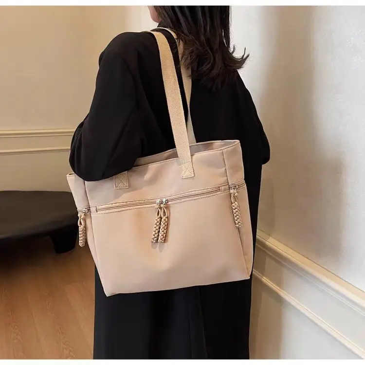 Women's Casual Nylon Shoulder Tote Bag Beige 2024 — feature 10
