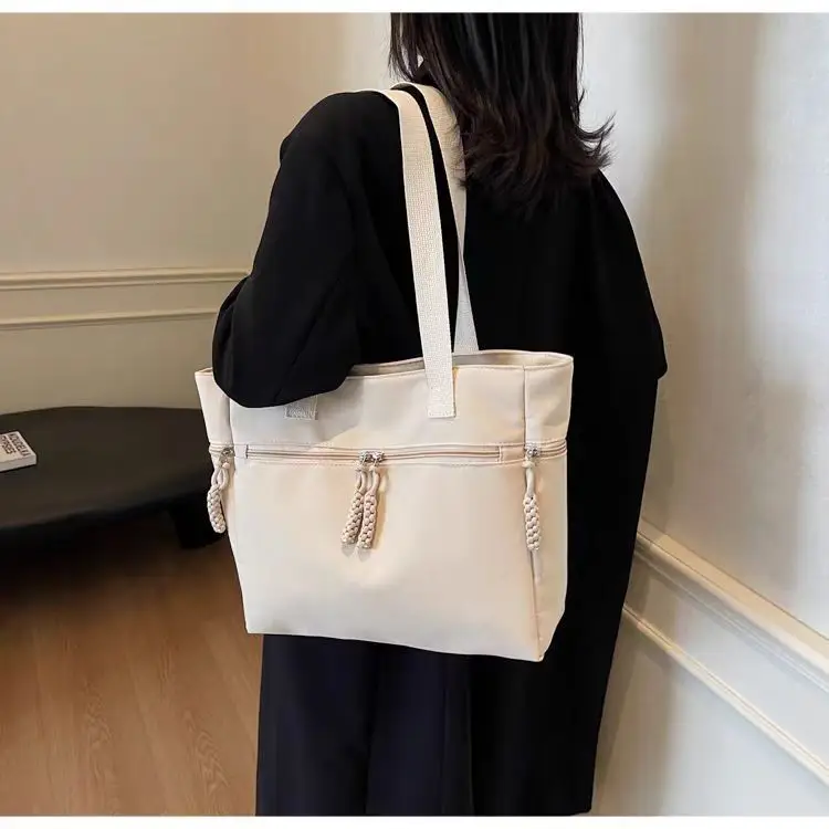 Women's Casual Nylon Shoulder Tote Bag Beige 2024 — feature 11