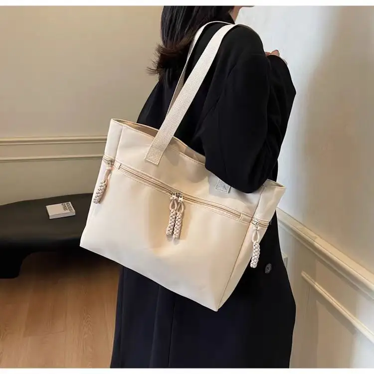 Women's Casual Nylon Shoulder Tote Bag Beige 2024 — feature 12