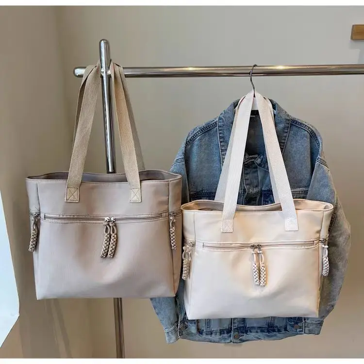 Women's Casual Nylon Shoulder Tote Bag Beige 2024 — feature 13