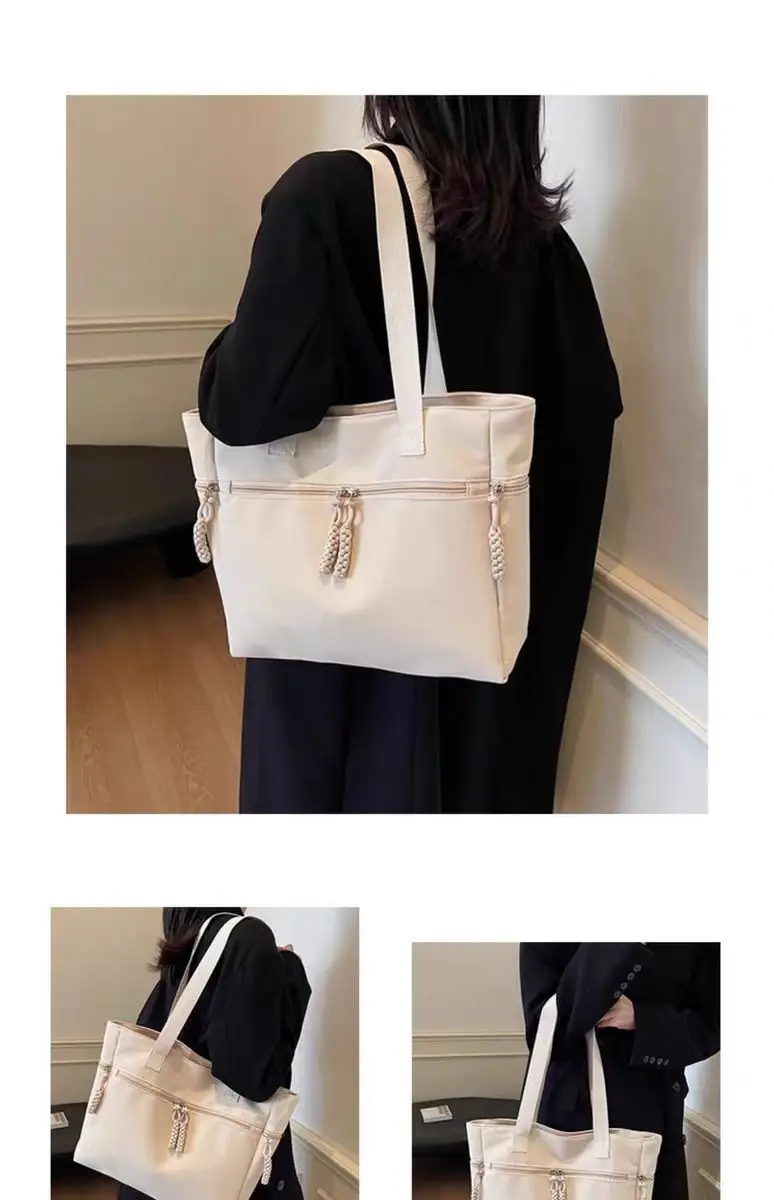 Women's Casual Nylon Shoulder Tote Bag Beige 2024 — feature 14