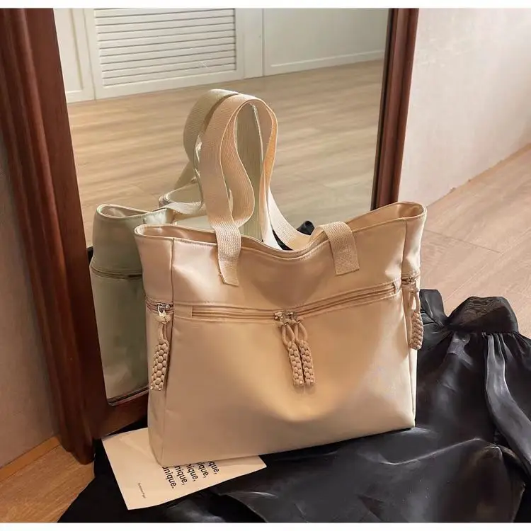 Women's Casual Nylon Shoulder Tote Bag Beige 2024 — feature 2
