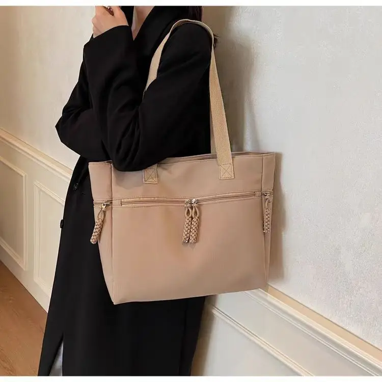 Women's Casual Nylon Shoulder Tote Bag Beige 2024 — feature 8