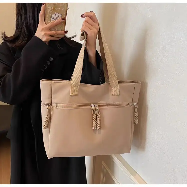 Women's Casual Nylon Shoulder Tote Bag Beige 2024 — feature 9