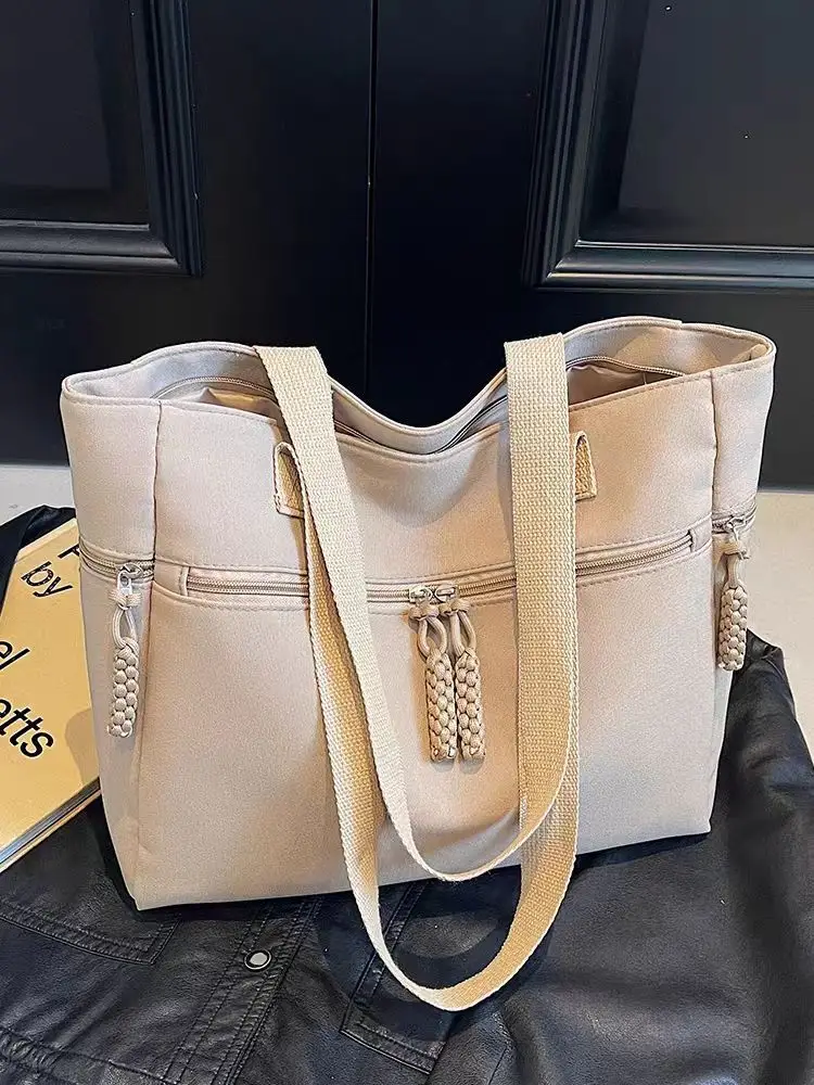 Women's Casual Nylon Shoulder Tote Bag Beige 2024 - Image 2