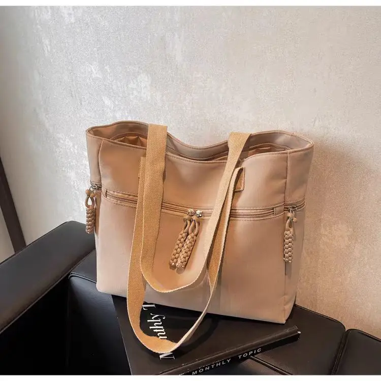 Women's Casual Nylon Shoulder Tote Bag Beige 2024 - Image 3