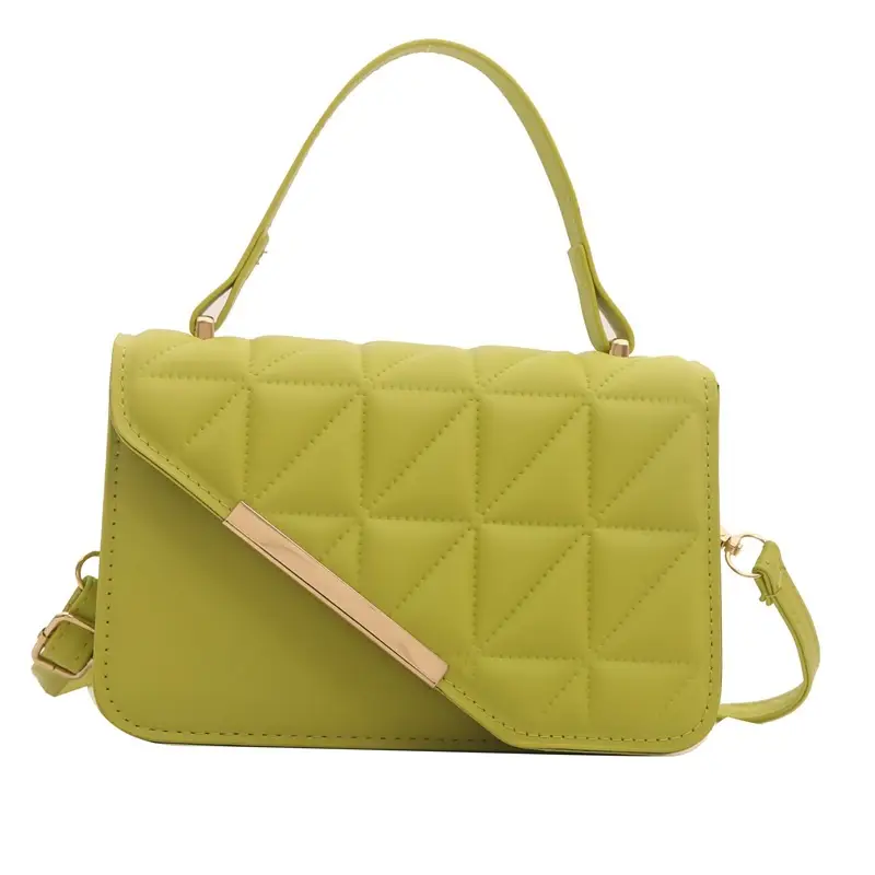 Black Quilted Shoulder Messenger Bag with Gold Clasp - Image 5