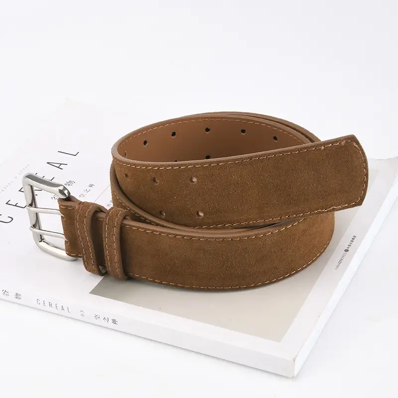Women's European American Double Breasted Belt Wine Red Frosted Design