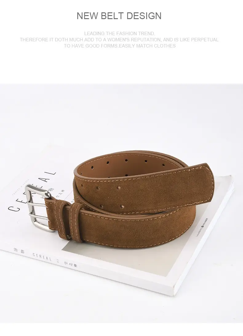 Women's European American Double Breasted Belt Wine Red Frosted Design — feature 10