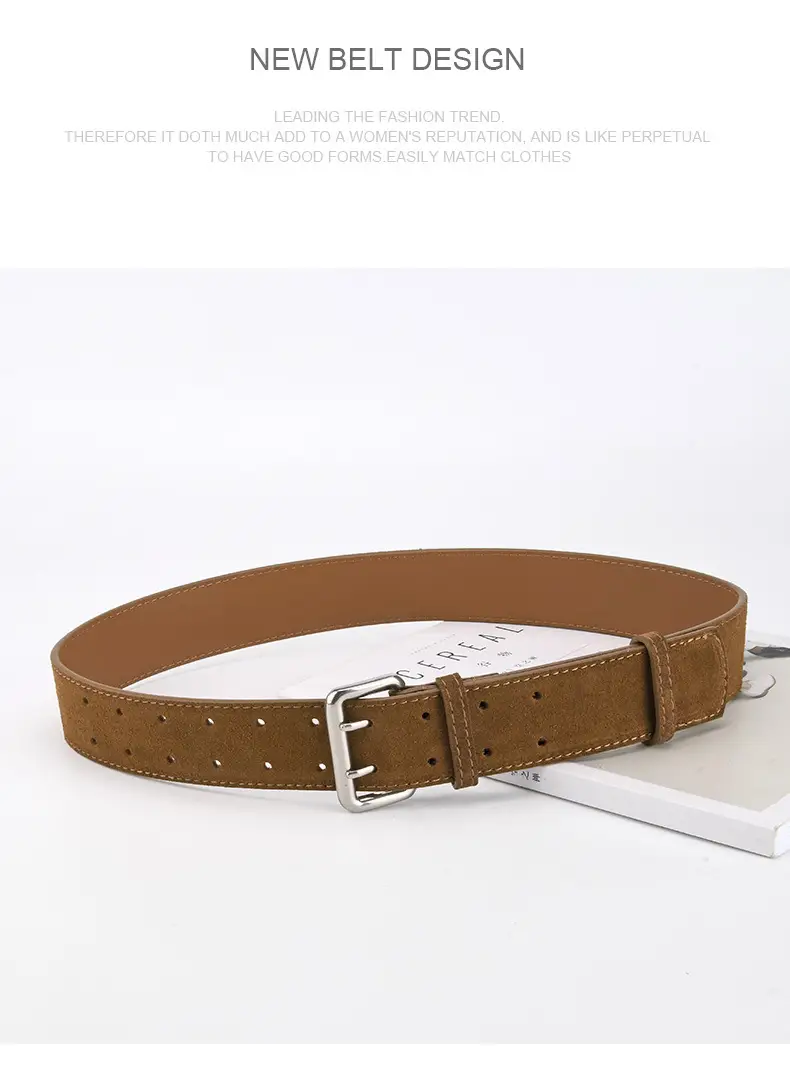 Women's European American Double Breasted Belt Wine Red Frosted Design — feature 11