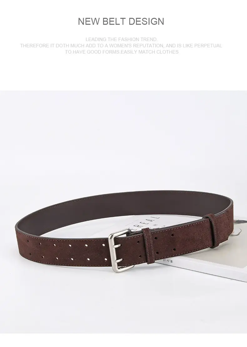 Women's European American Double Breasted Belt Wine Red Frosted Design — feature 12