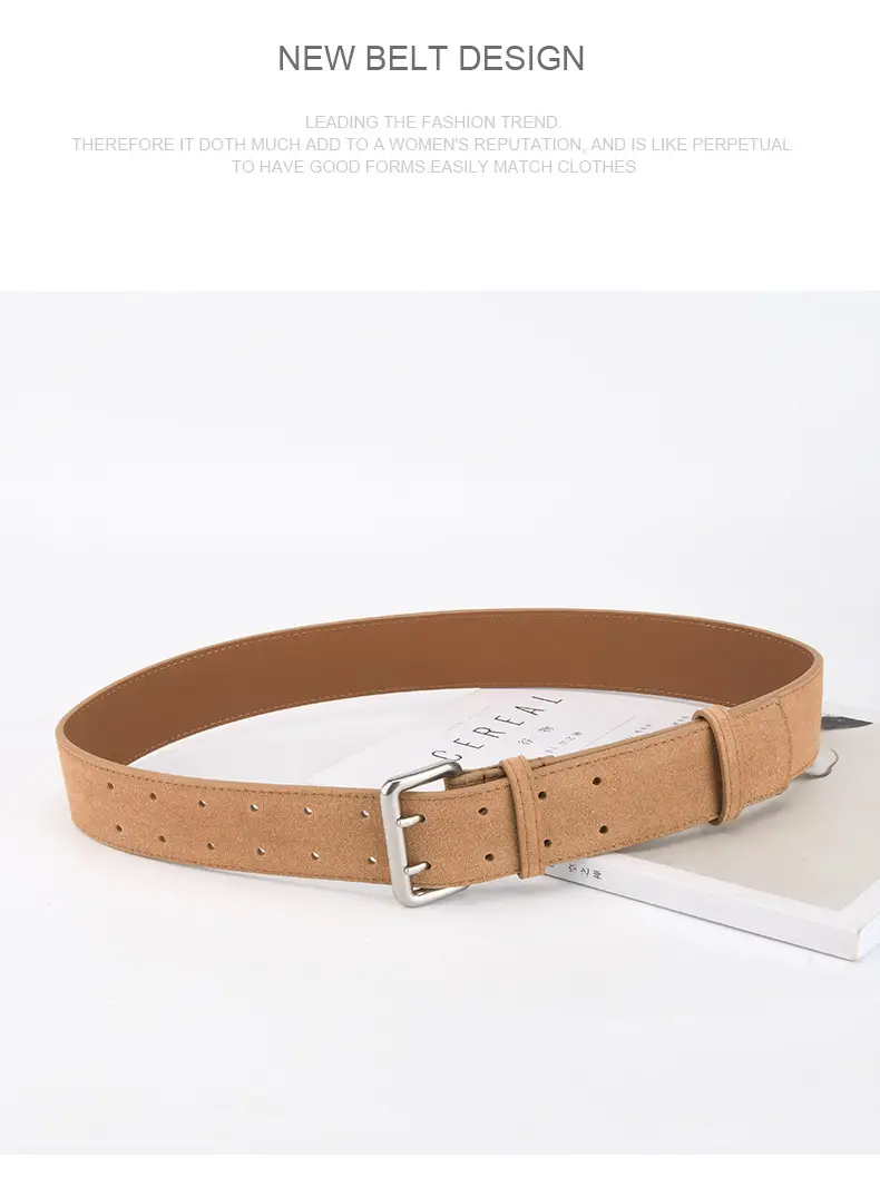 Women's European American Double Breasted Belt Wine Red Frosted Design — feature 15