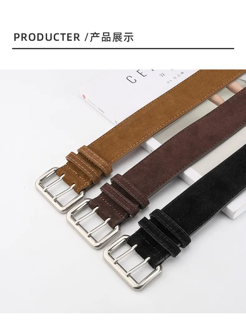 Women's European American Double Breasted Belt Wine Red Frosted Design — feature 9