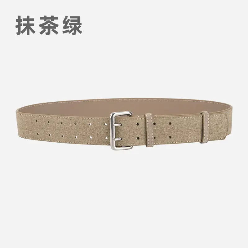 Women's European American Double Breasted Belt Wine Red Frosted Design