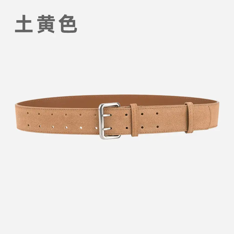 Women's European American Double Breasted Belt Wine Red Frosted Design