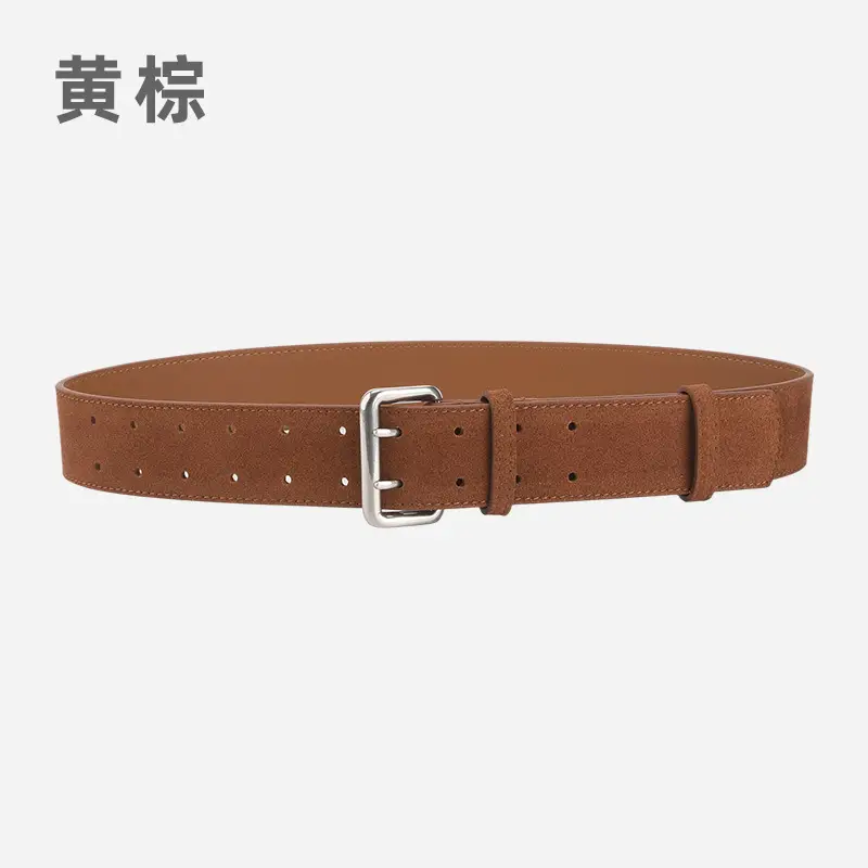 Women's European American Double Breasted Belt Wine Red Frosted Design