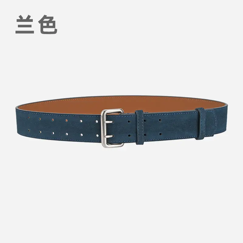 Women's European American Double Breasted Belt Wine Red Frosted Design