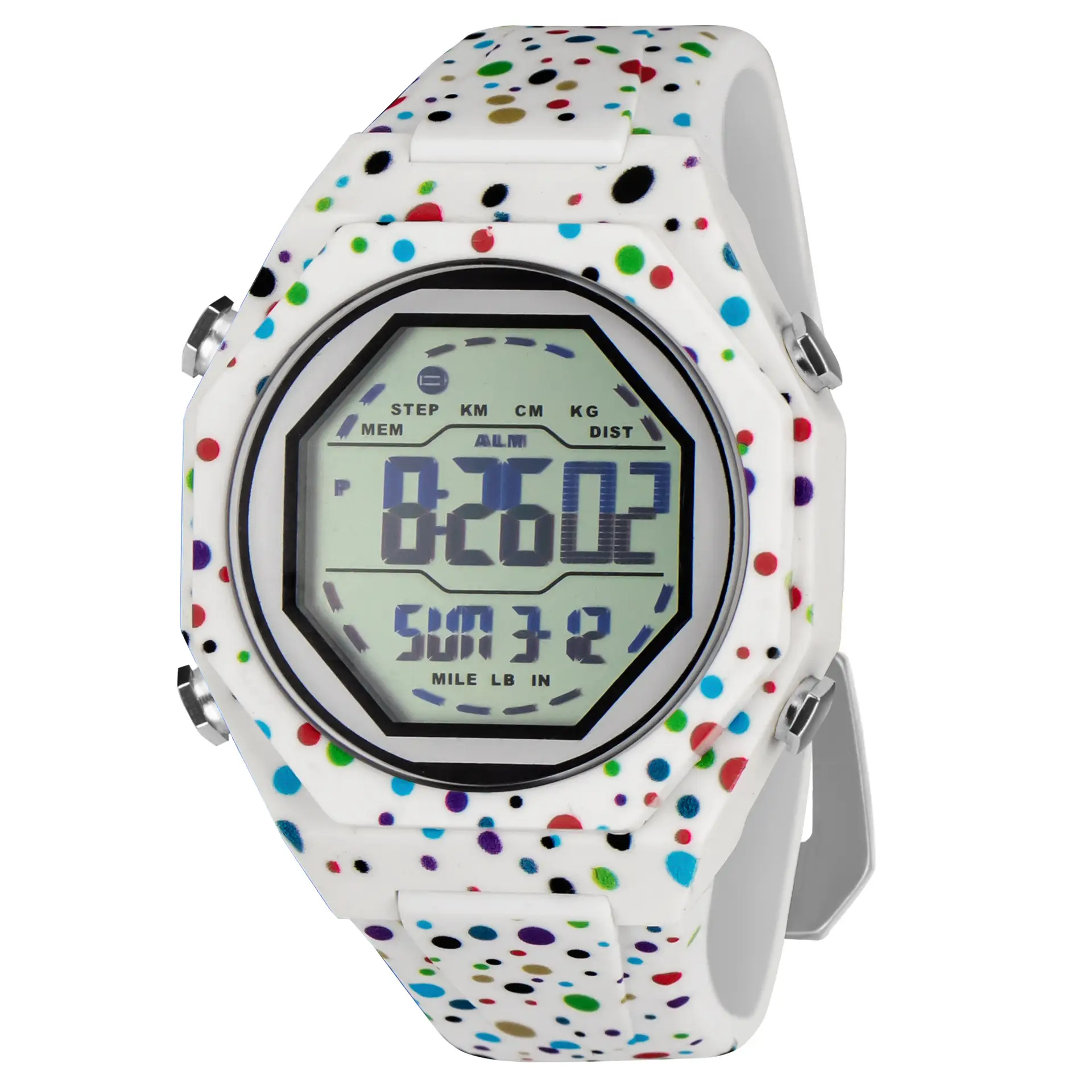 Two-Dimensional Digital Watch White Plastic 50m Waterproof - Image 5