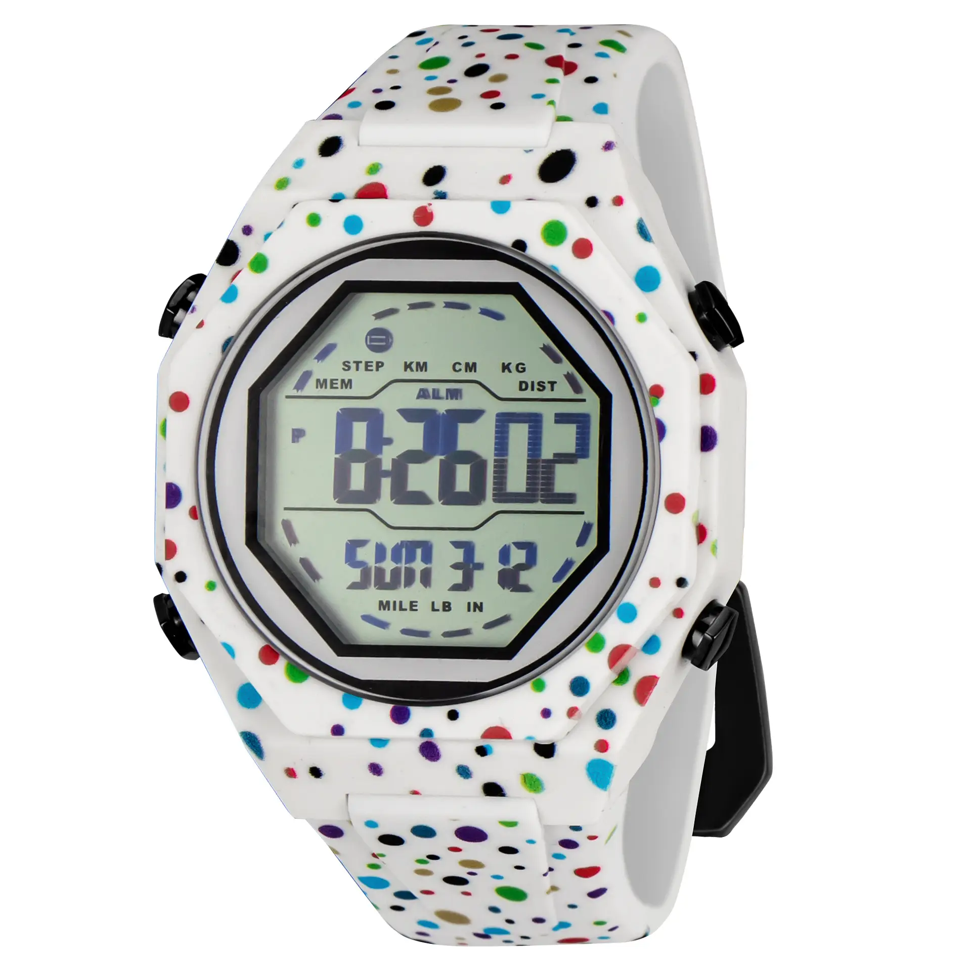 Two-Dimensional Digital Watch White Plastic 50m Waterproof - Image 6