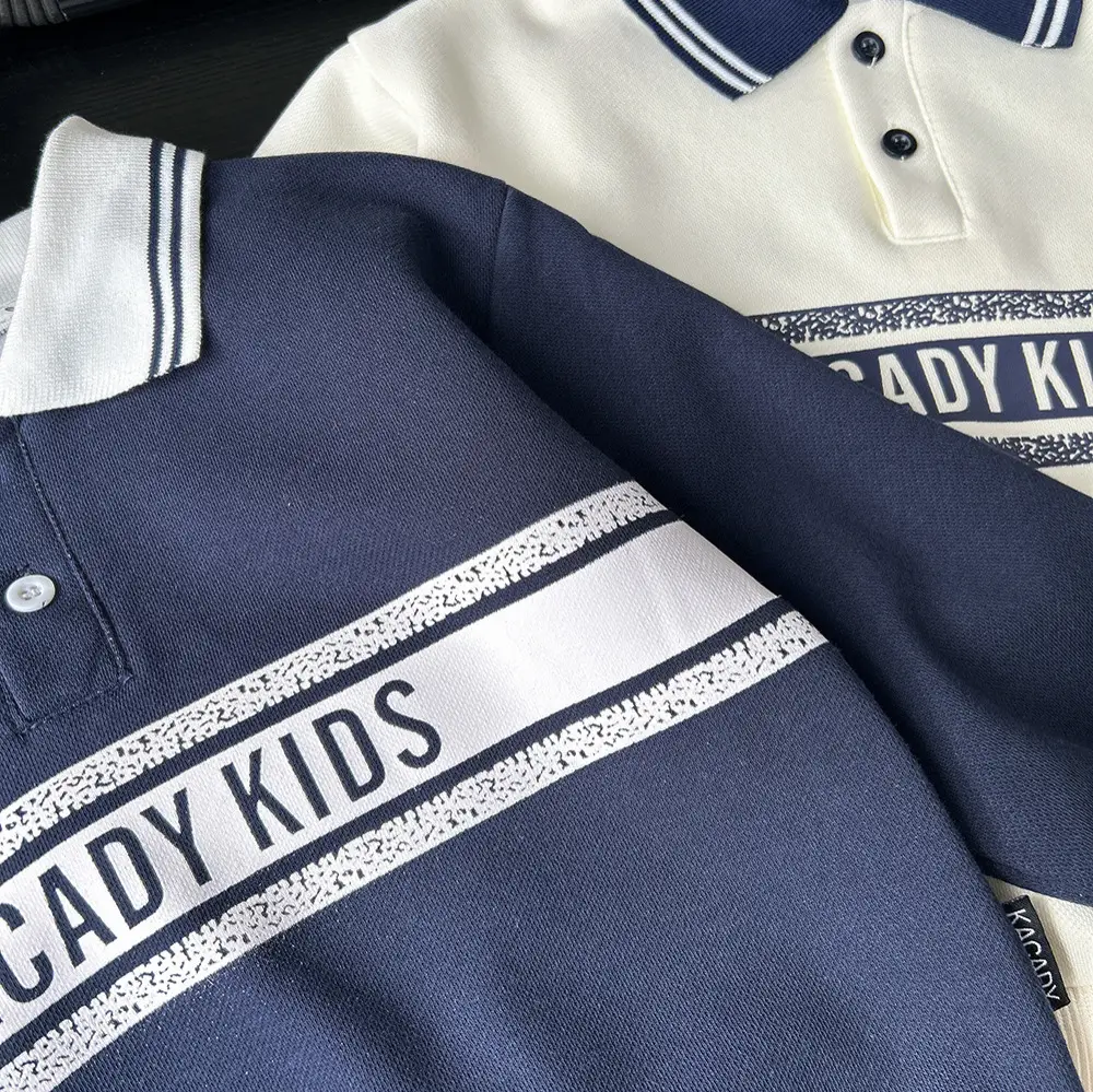 Children's White Korean Polo Shirt with "Kacady Kids" Print