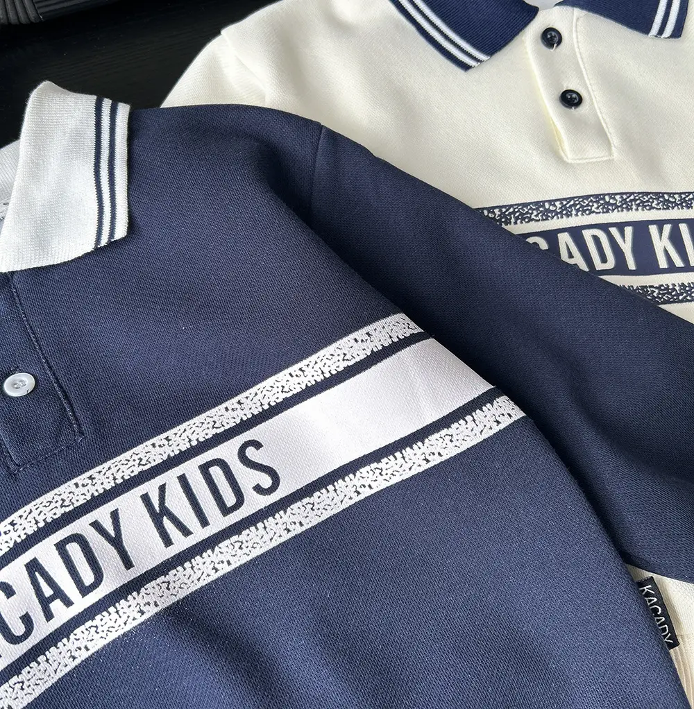 Children's White Korean Polo Shirt with "Kacady Kids" Print — feature 5