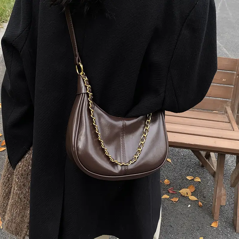 Women Crossbody Bag Brown Leather Retro Western Style - Image 8