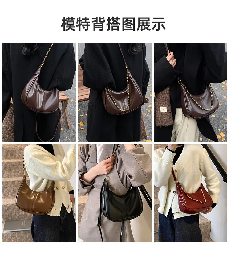 Women Crossbody Bag Brown Leather Retro Western Style — feature 5