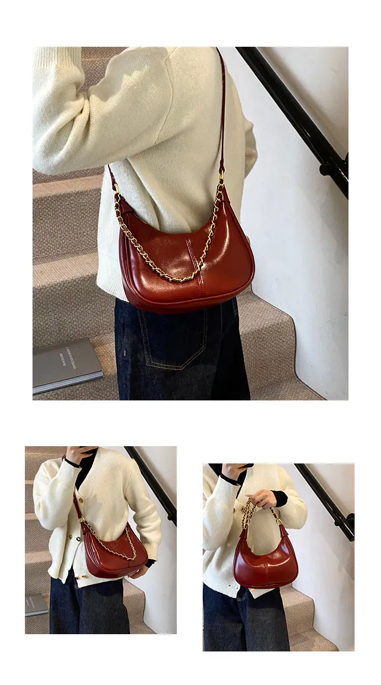 Women Crossbody Bag Brown Leather Retro Western Style — feature 8