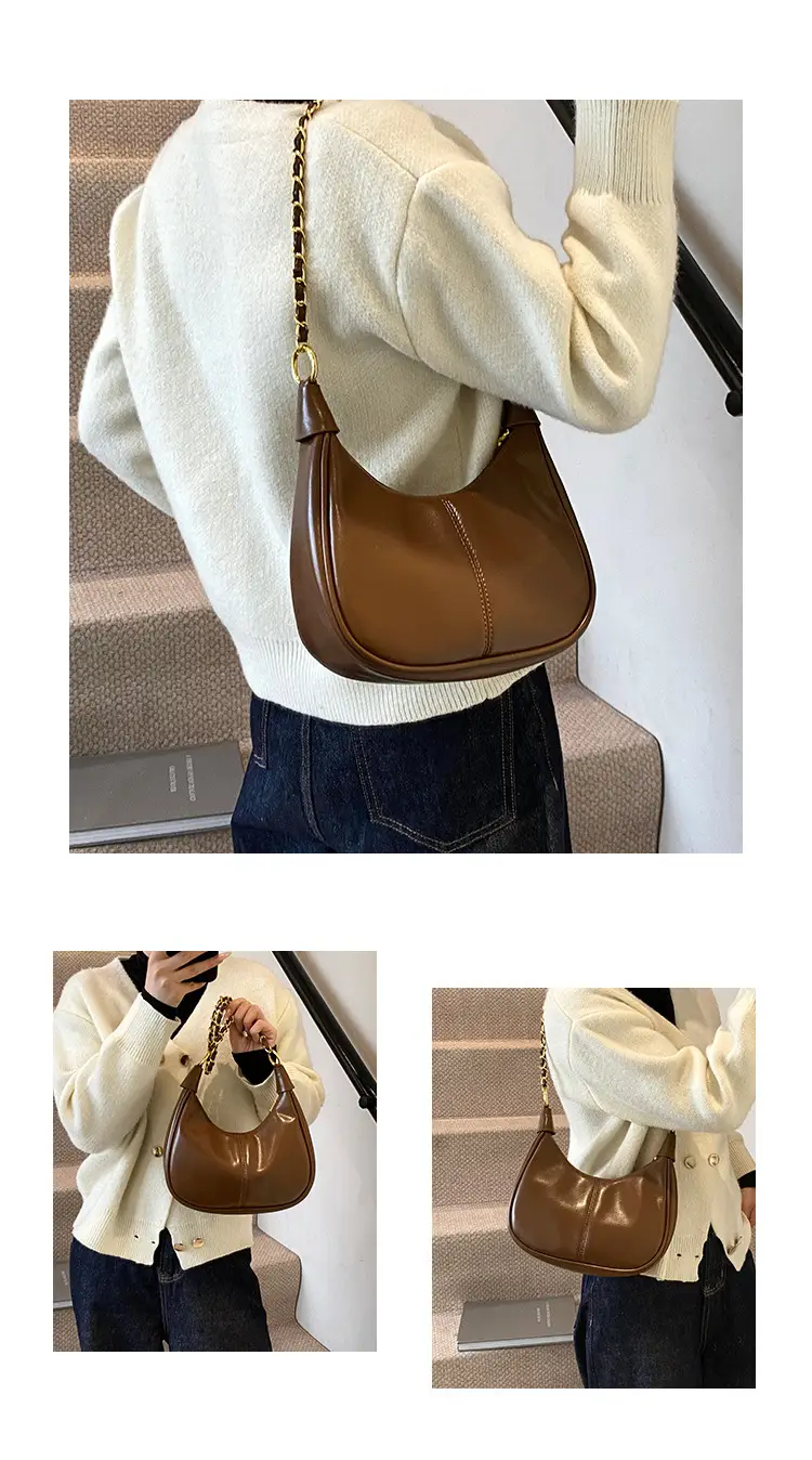 Women Crossbody Bag Brown Leather Retro Western Style — feature 9