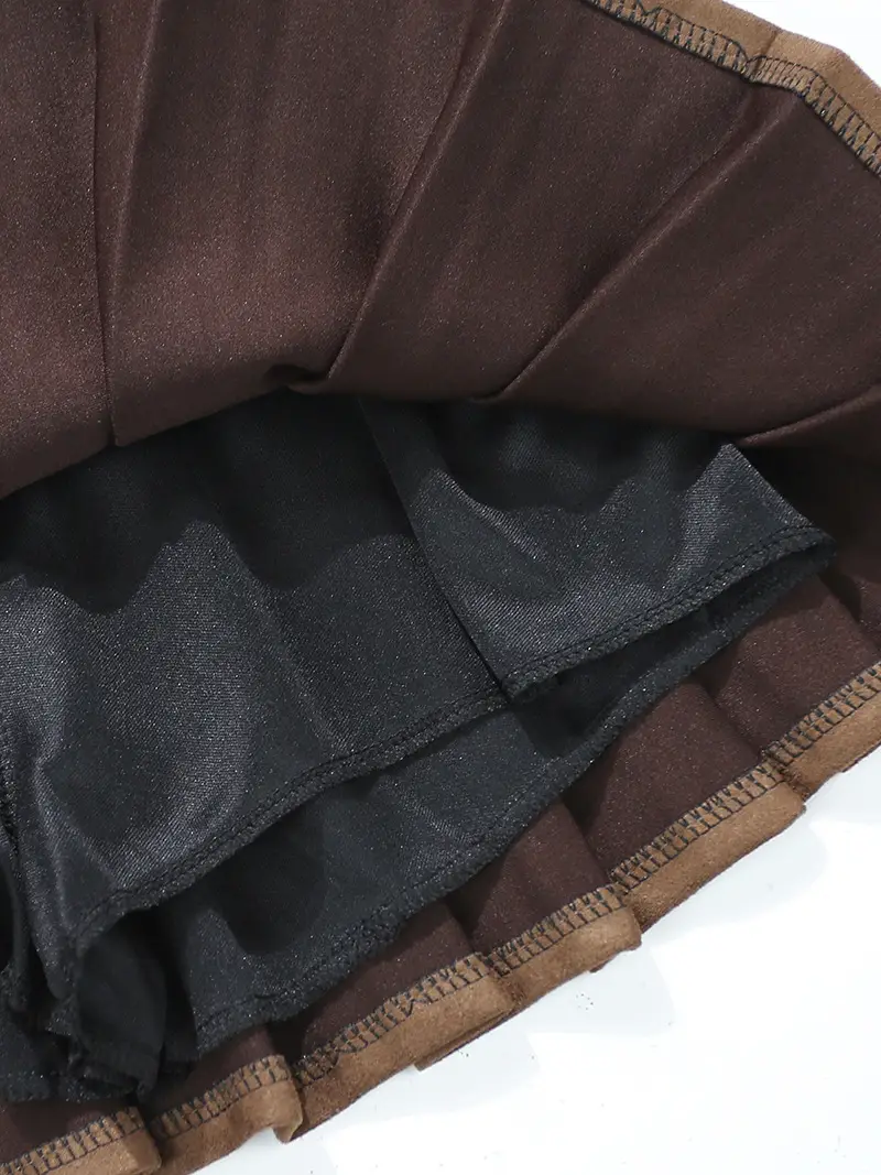 Maillard Suede Pleated Skirt Women Autumn Winter High Waist Slimming