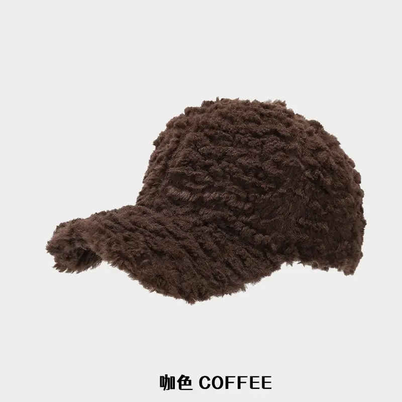 Lamb Plush Baseball Cap Women Winter Warm White - Image 2