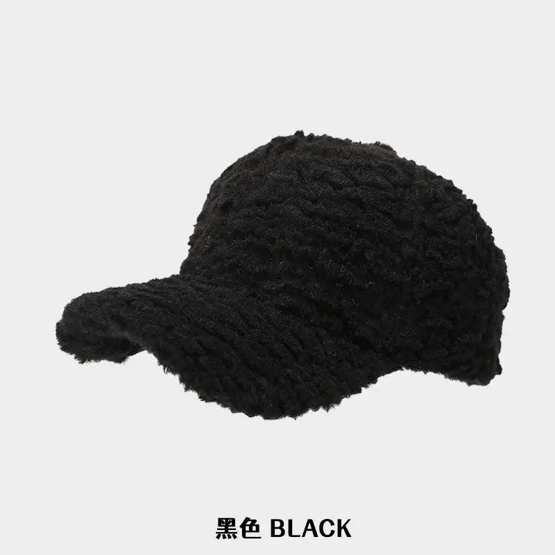 Lamb Plush Baseball Cap Women Winter Warm White - Image 4