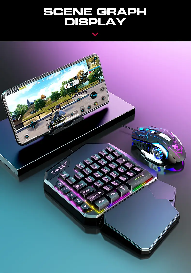 T-Wolf Lei Wolf T19 Game One-Handed Keyboard Gunslinger Left-Hand Mobile Game Tablet External Small Keyboard Eating Chicken Cross-Border — feature 12