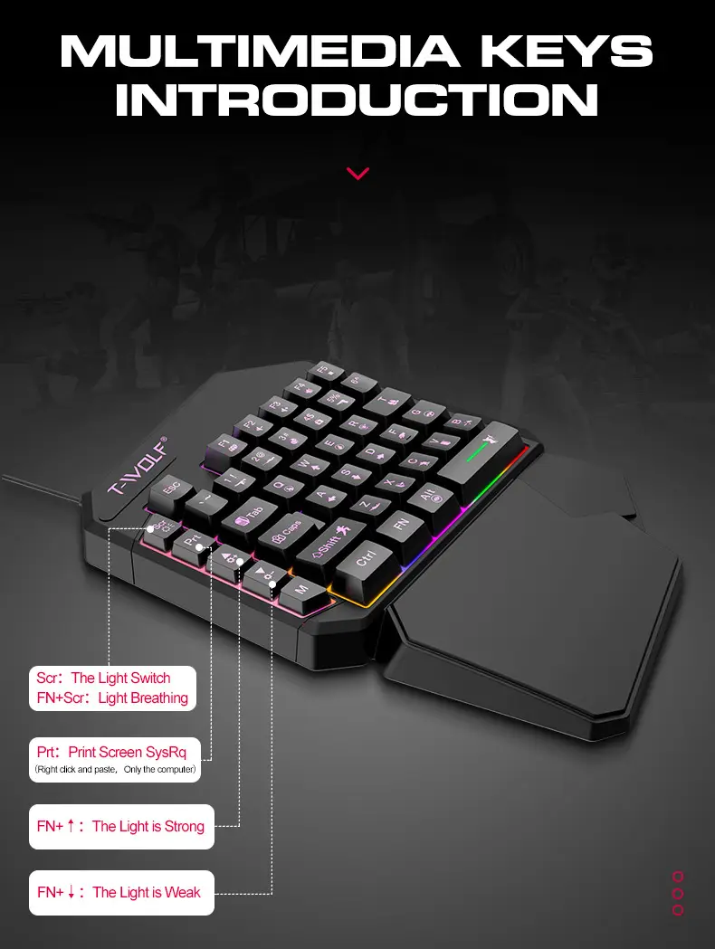 T-Wolf Lei Wolf T19 Game One-Handed Keyboard Gunslinger Left-Hand Mobile Game Tablet External Small Keyboard Eating Chicken Cross-Border — feature 5