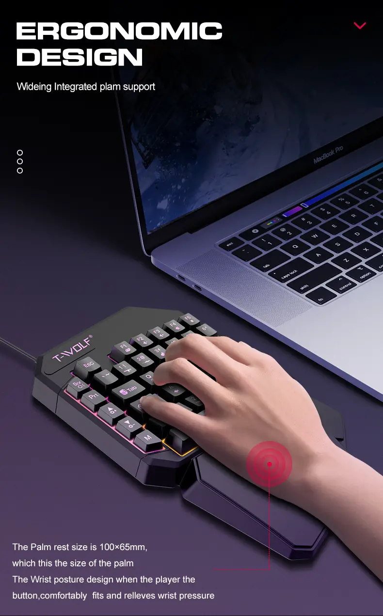 T-Wolf Lei Wolf T19 Game One-Handed Keyboard Gunslinger Left-Hand Mobile Game Tablet External Small Keyboard Eating Chicken Cross-Border — feature 7
