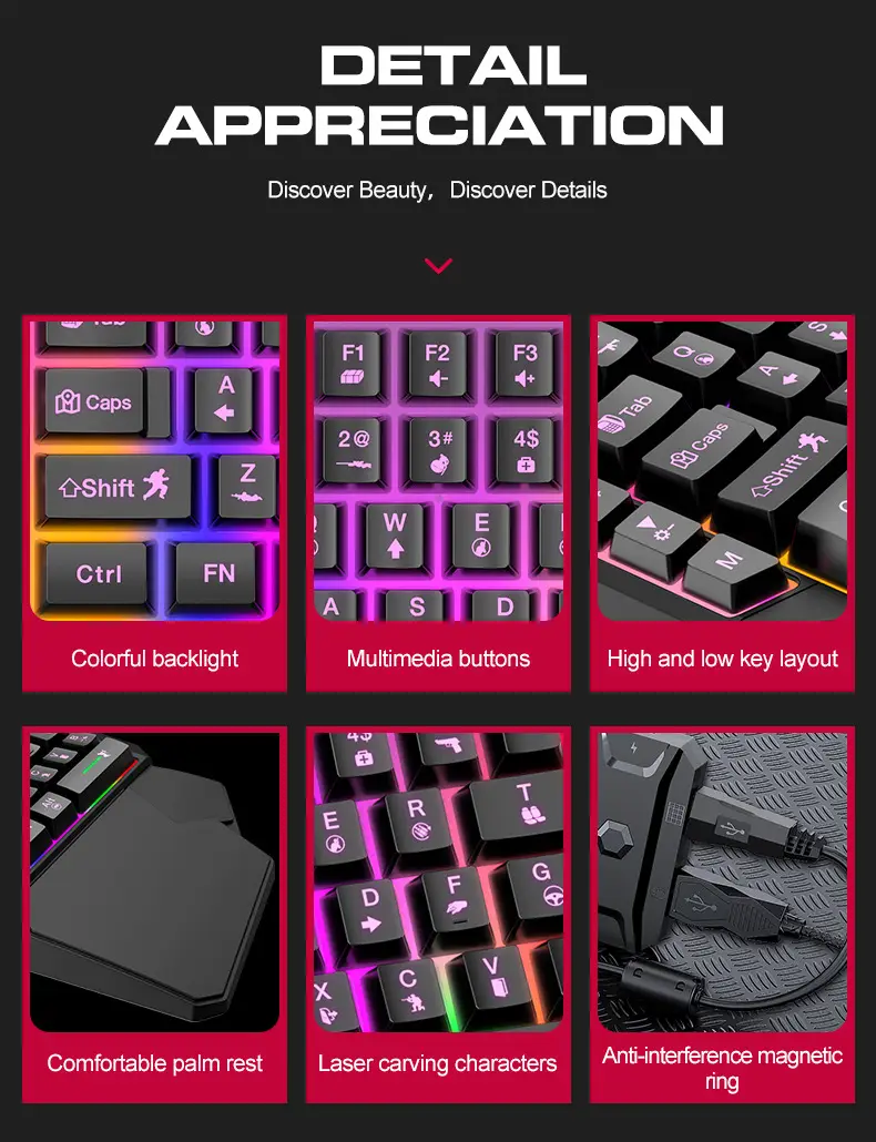 T-Wolf Lei Wolf T19 Game One-Handed Keyboard Gunslinger Left-Hand Mobile Game Tablet External Small Keyboard Eating Chicken Cross-Border — feature 8