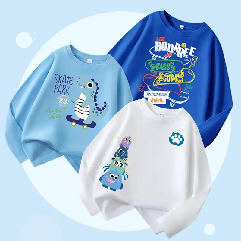 Children's Blue Cartoon Dinosaur Long Sleeve T-Shirt - Image 6