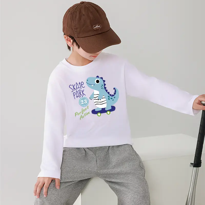 Children's Blue Cartoon Dinosaur Long Sleeve T-Shirt - Image 8