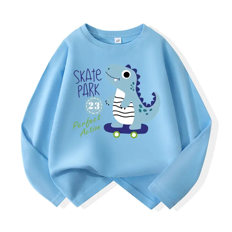 Children's Blue Cartoon Dinosaur Long Sleeve T-Shirt - Image 2
