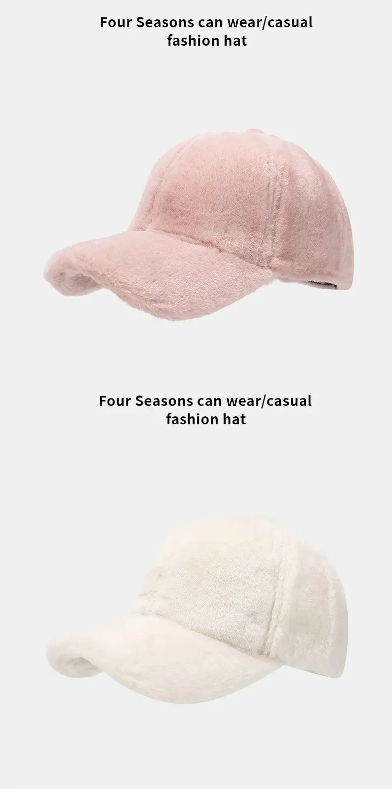 Pink Plush Baseball Cap for Men Women Warm All Season — feature 8